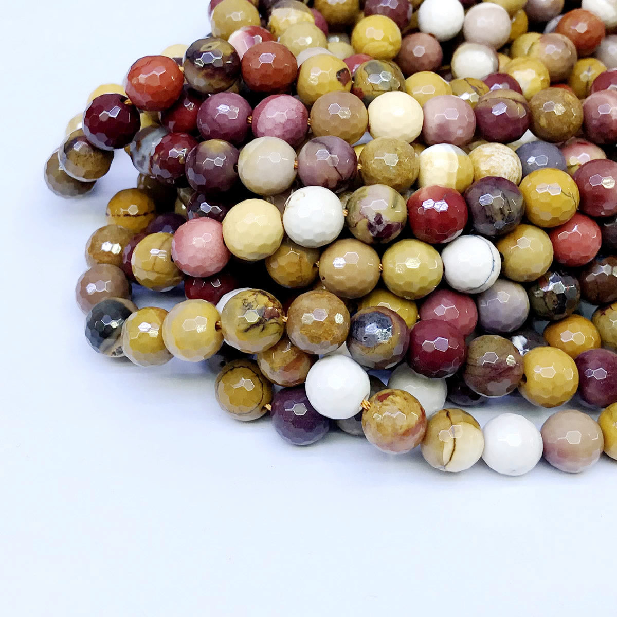 CMK04 Mookaite Gemstone Beads Faceted Round 10mm 15" Strand