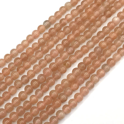 CMS01 Orange Moonstone Beads Smooth Round 6mm 15.5" Strand