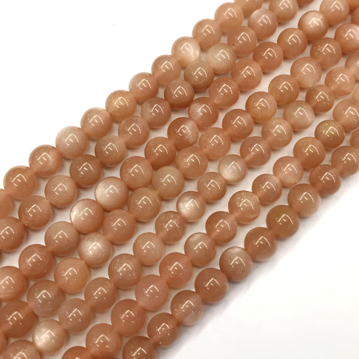 CMS02 Orange Moonstone Beads Smooth Round 8mm 15.5" Strand