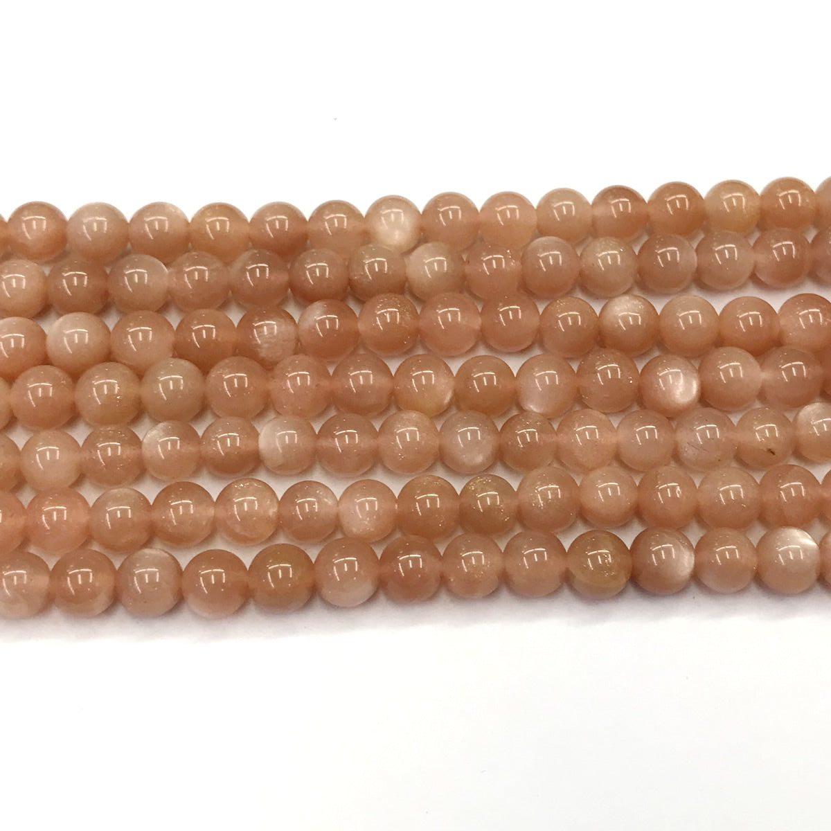 CMS02 Orange Moonstone Beads Smooth Round 8mm 15.5" Strand