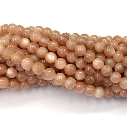 CMS02 Orange Moonstone Beads Smooth Round 8mm 15.5" Strand