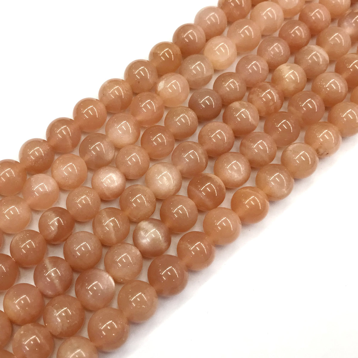 CMS03 Orange Moonstone Beads Smooth Round 10mm 15.5" Strand