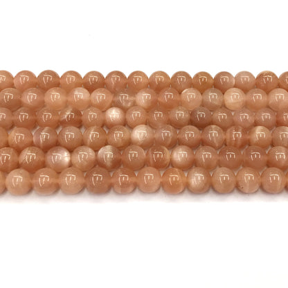 CMS03 Orange Moonstone Beads Smooth Round 10mm 15.5" Strand