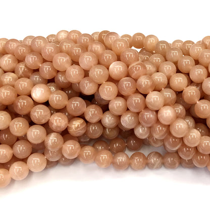 CMS03 Orange Moonstone Beads Smooth Round 10mm 15.5" Strand