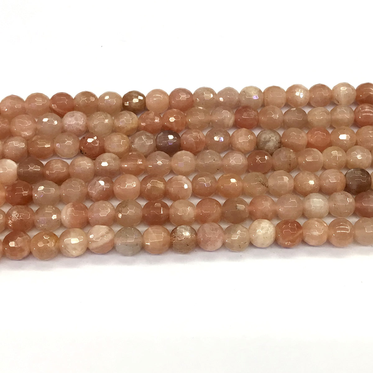 CMS08 Orange Moonstone Beads Faceted Round 6mm 15.5" Strand