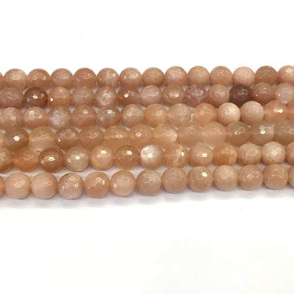 CMS09 Orange Moonstone Beads Faceted Round 8mm 15.5" Strand