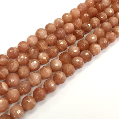 CMS10 Orange Moonstone Beads Faceted Round 10mm 15.5" Strand