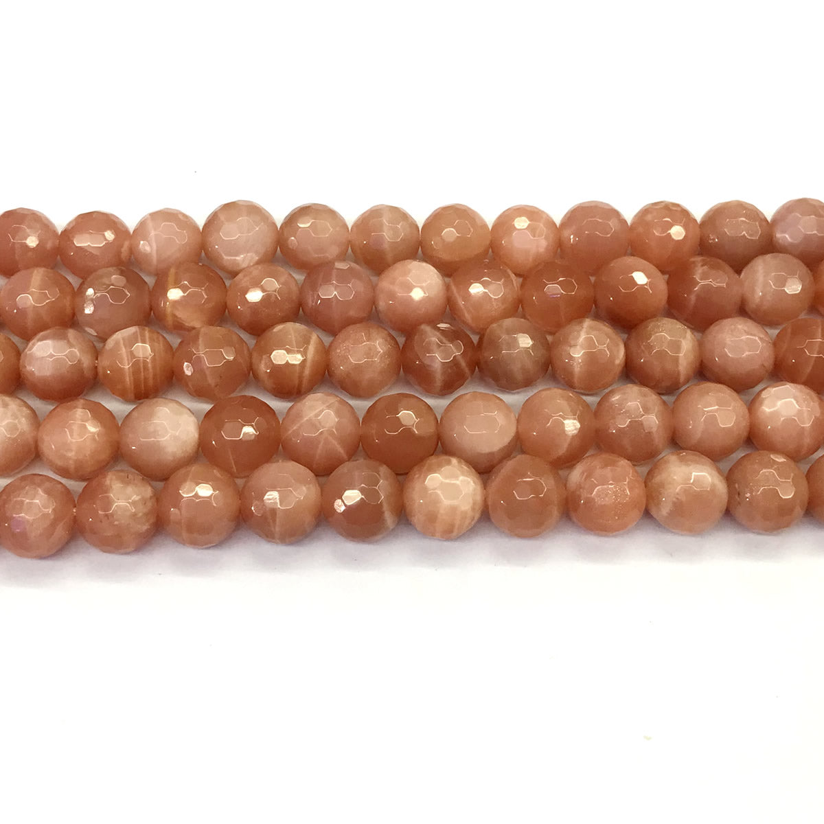 CMS10 Orange Moonstone Beads Faceted Round 10mm 15.5" Strand