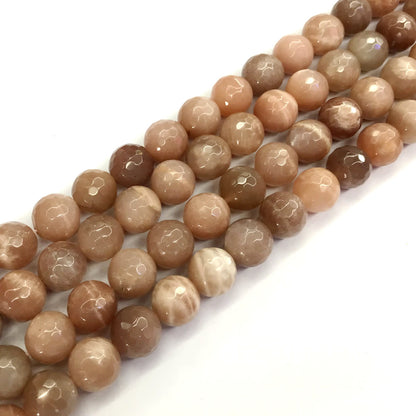 CMS11 Orange Moonstone Beads Faceted Round 12mm 15.5" Strand