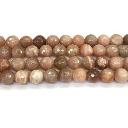 CMS11 Orange Moonstone Beads Faceted Round 12mm 15.5" Strand