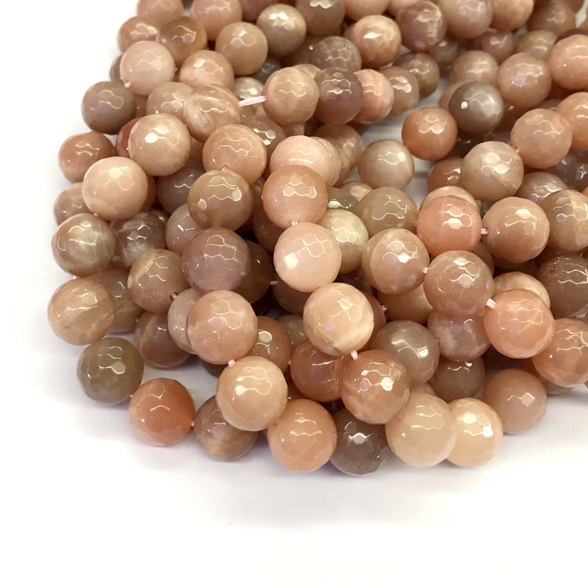 CMS11 Orange Moonstone Beads Faceted Round 12mm 15.5" Strand