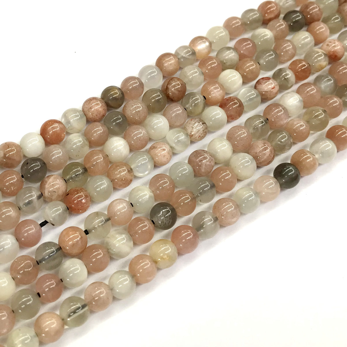 CMS16 Rainbow Moonstone Beads Smooth Round 6mm 15.5" Strand