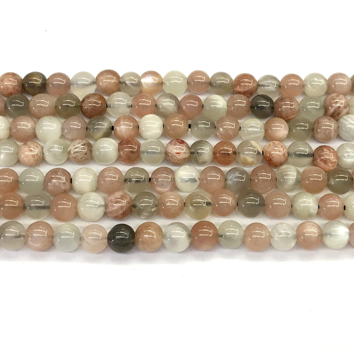 CMS16 Rainbow Moonstone Beads Smooth Round 6mm 15.5" Strand