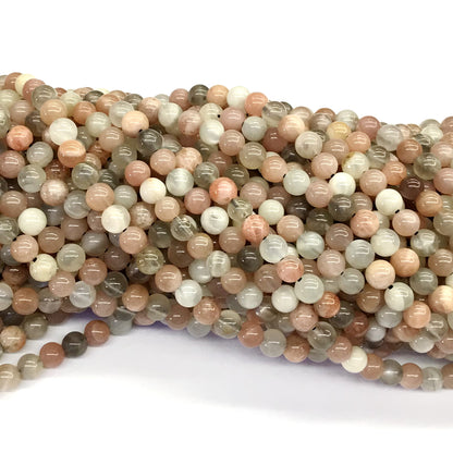 CMS16 Rainbow Moonstone Beads Smooth Round 6mm 15.5" Strand