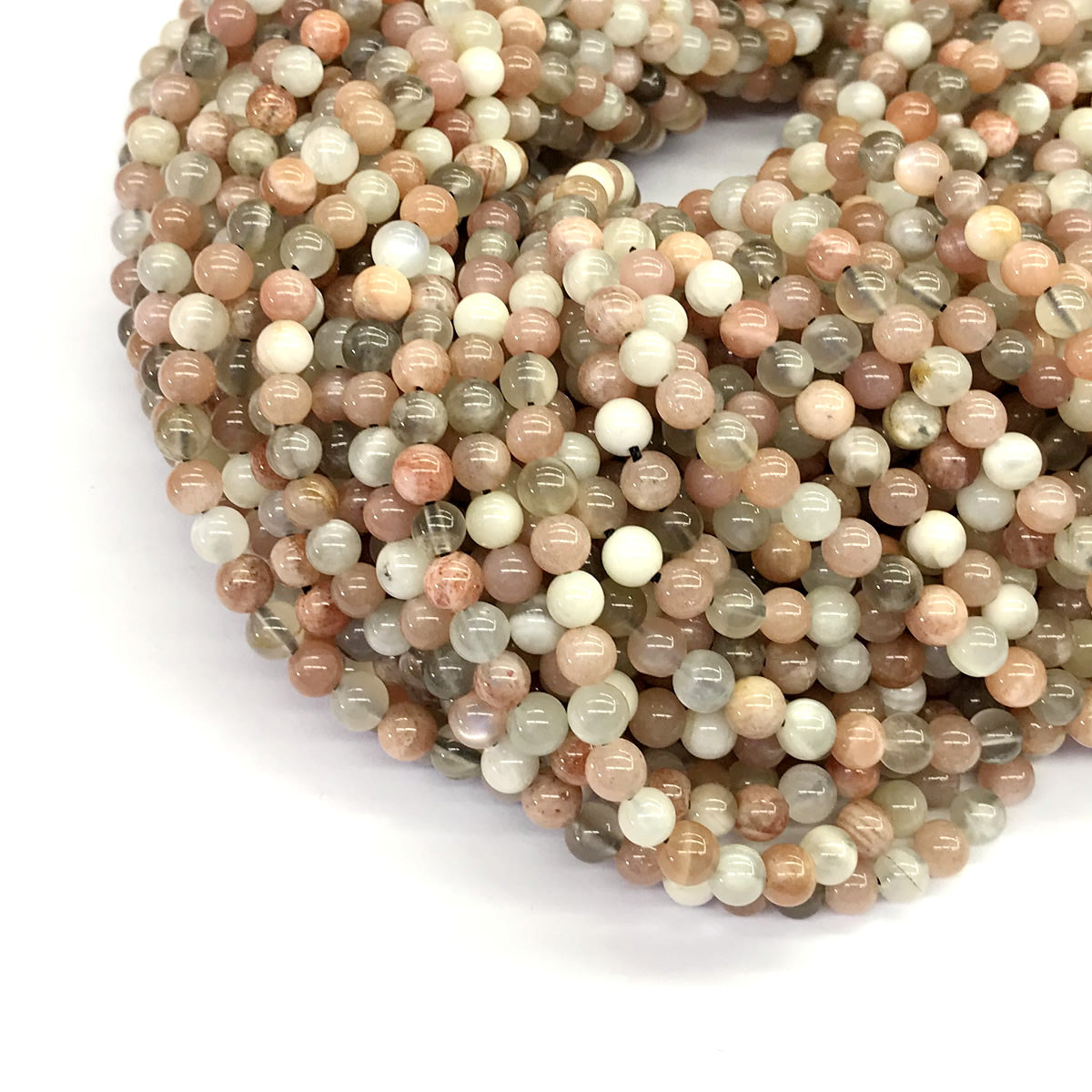 CMS16 Rainbow Moonstone Beads Smooth Round 6mm 15.5" Strand