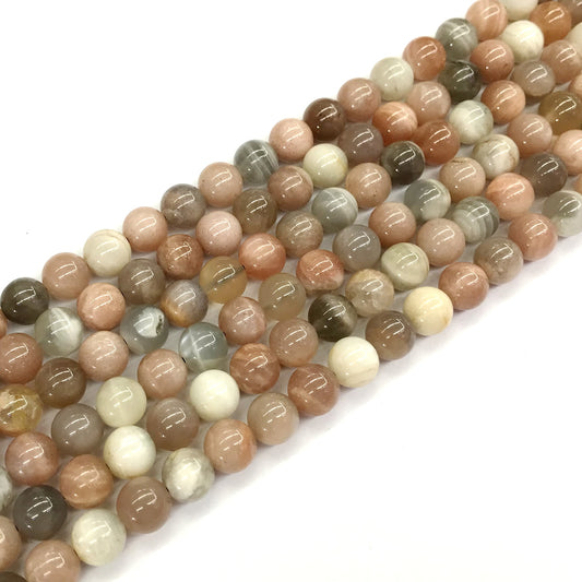 CMS17 Rainbow Moonstone Beads Smooth Round 8mm 15.5" Strand