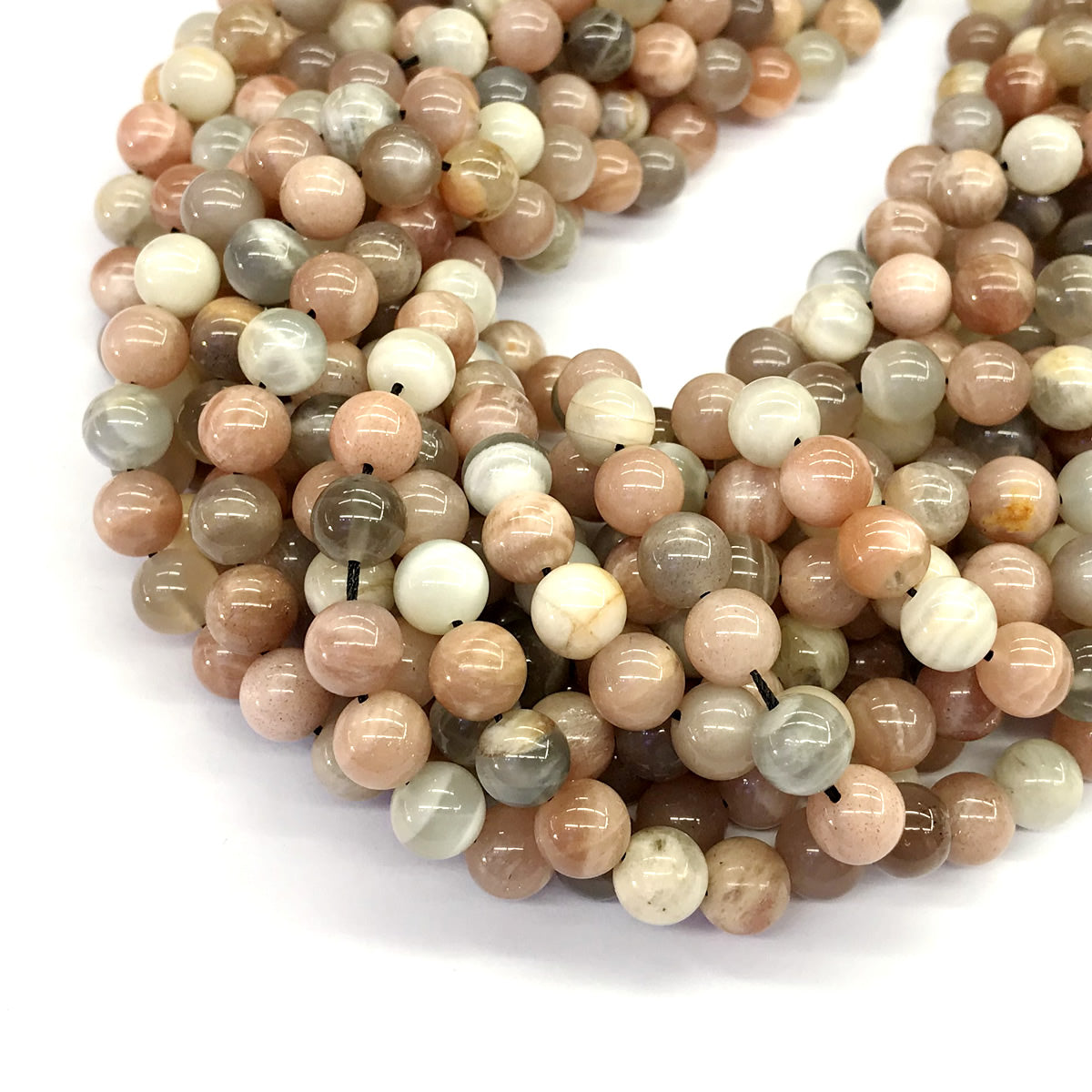 CMS17 Rainbow Moonstone Beads Smooth Round 8mm 15.5" Strand