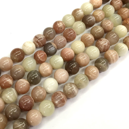 CMS18 Rainbow Moonstone Beads Smooth Round 10mm 15.5" Strand