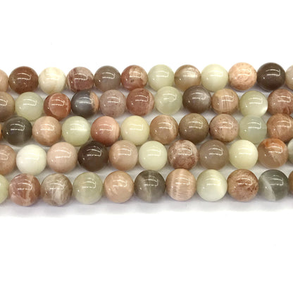 CMS18 Rainbow Moonstone Beads Smooth Round 10mm 15.5" Strand