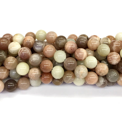 CMS18 Rainbow Moonstone Beads Smooth Round 10mm 15.5" Strand