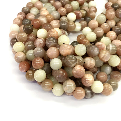 CMS18 Rainbow Moonstone Beads Smooth Round 10mm 15.5" Strand