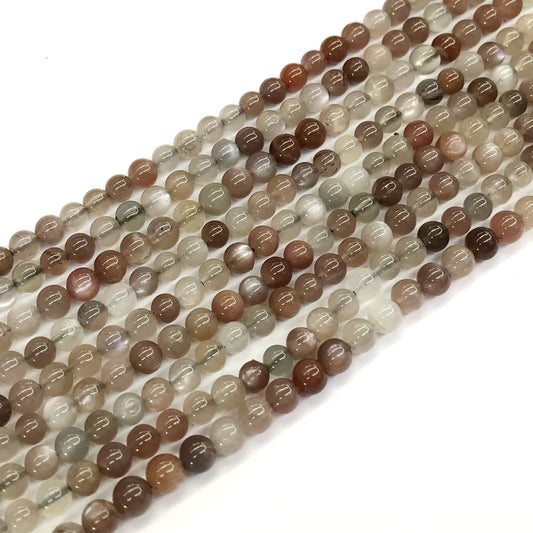 CMS22 Rainbow Moonstone Beads Smooth Round 4mm 15.5" Strand