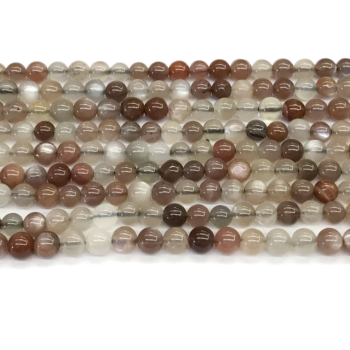 CMS22 Rainbow Moonstone Beads Smooth Round 4mm 15.5" Strand