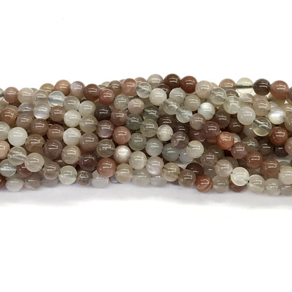 CMS22 Rainbow Moonstone Beads Smooth Round 4mm 15.5" Strand