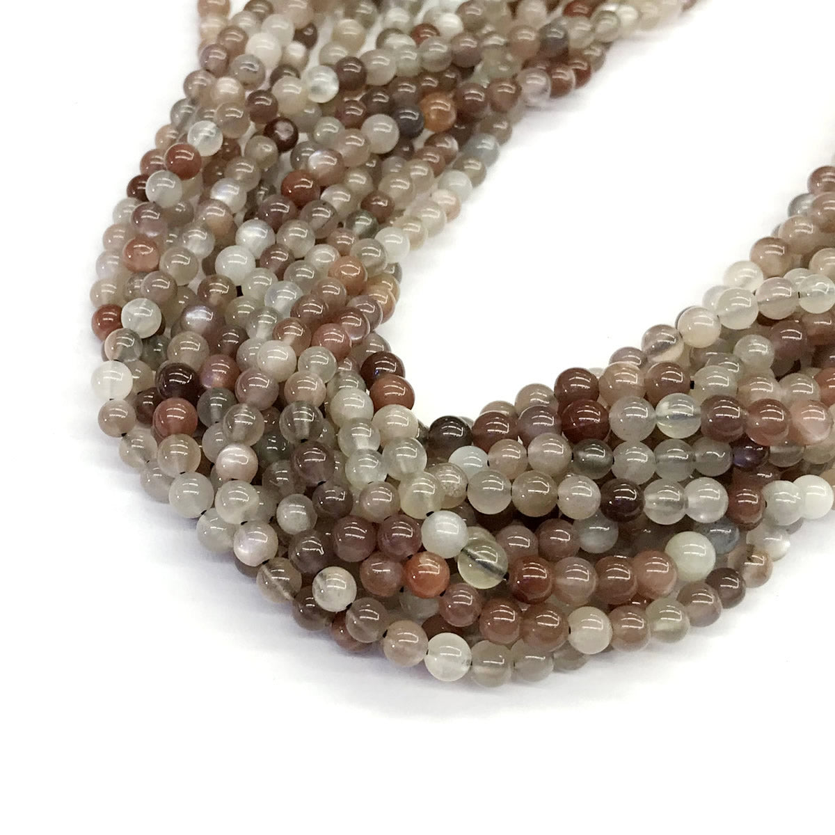 CMS22 Rainbow Moonstone Beads Smooth Round 4mm 15.5" Strand