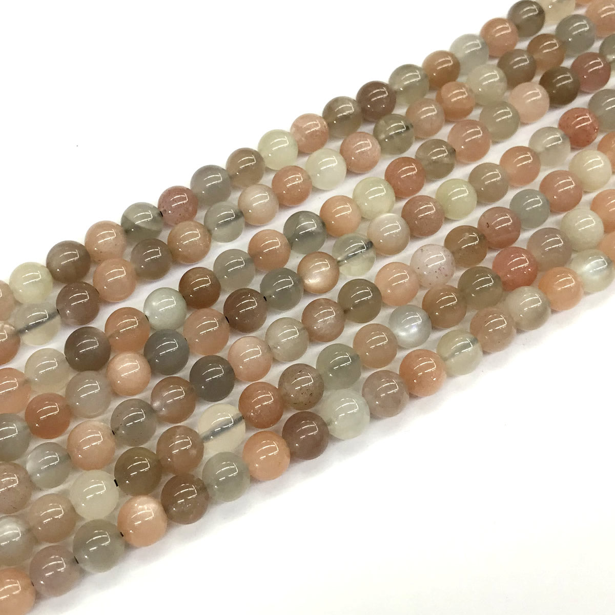 CMS23 Rainbow Moonstone Beads Smooth Round 6mm 15.5" Strand