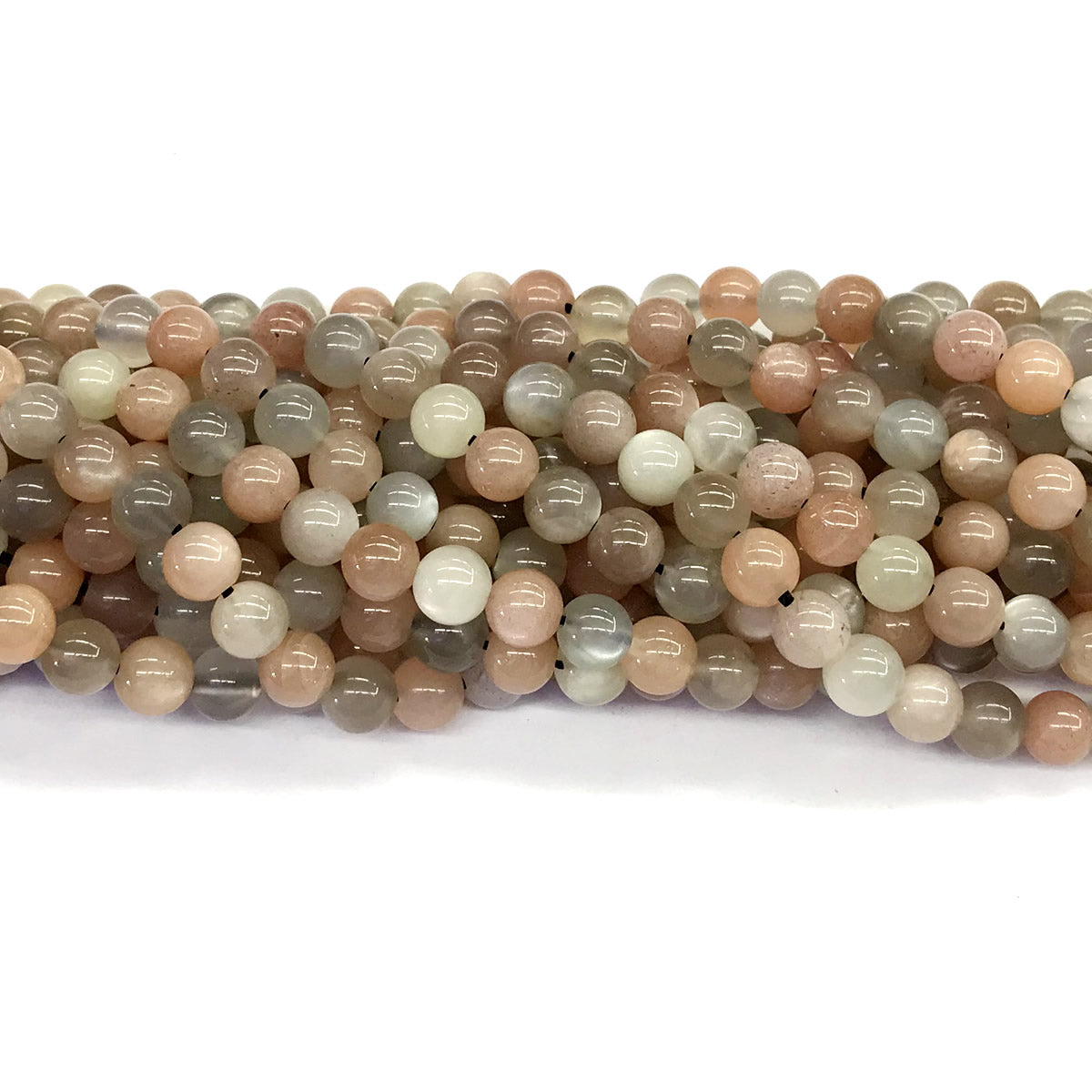 CMS23 Rainbow Moonstone Beads Smooth Round 6mm 15.5" Strand