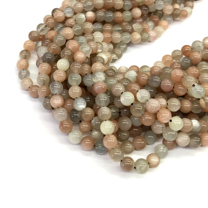 CMS23 Rainbow Moonstone Beads Smooth Round 6mm 15.5" Strand