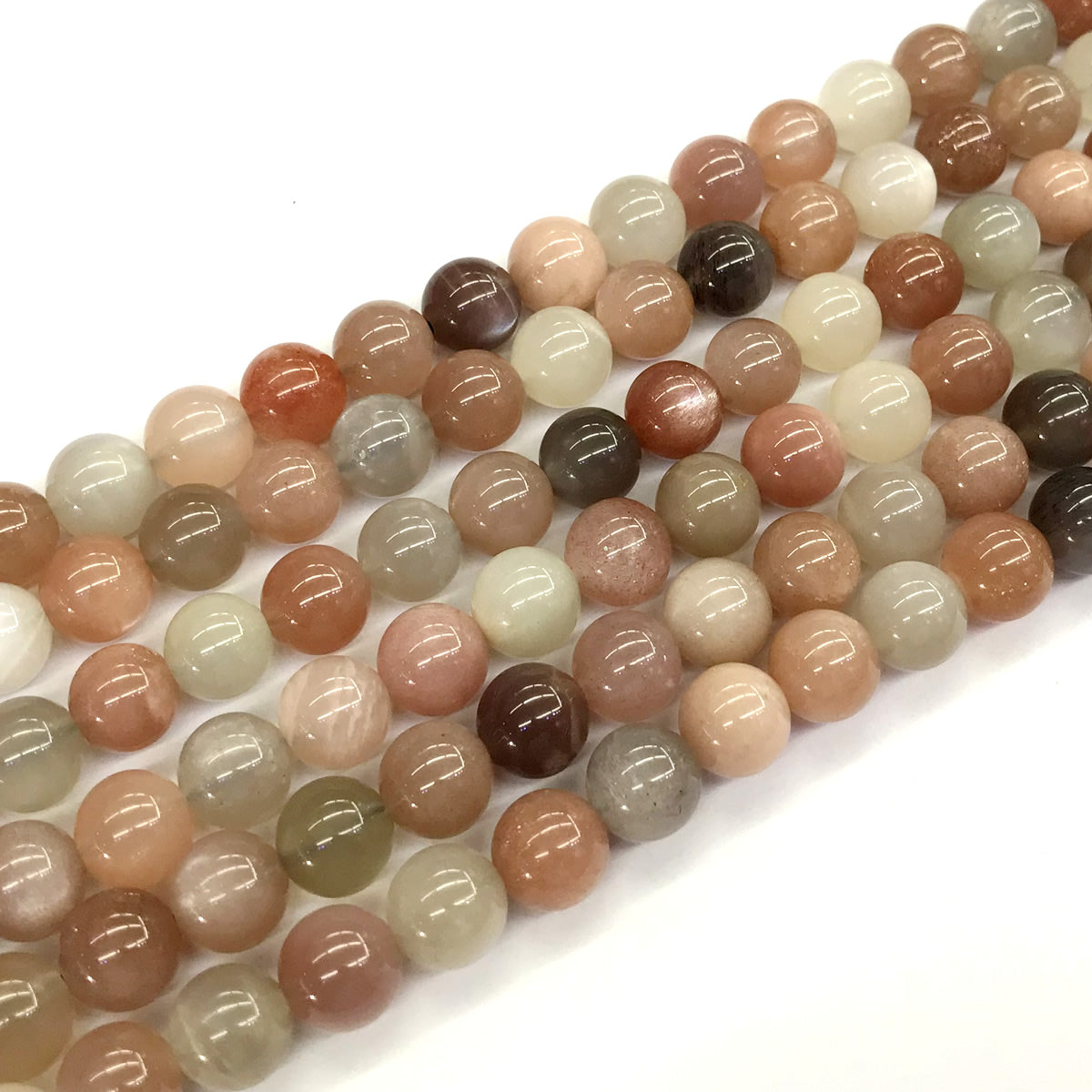 CMS24 Rainbow Moonstone Beads Smooth Round 8mm 15.5" Strand