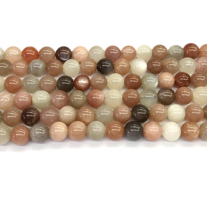 CMS24 Rainbow Moonstone Beads Smooth Round 8mm 15.5" Strand