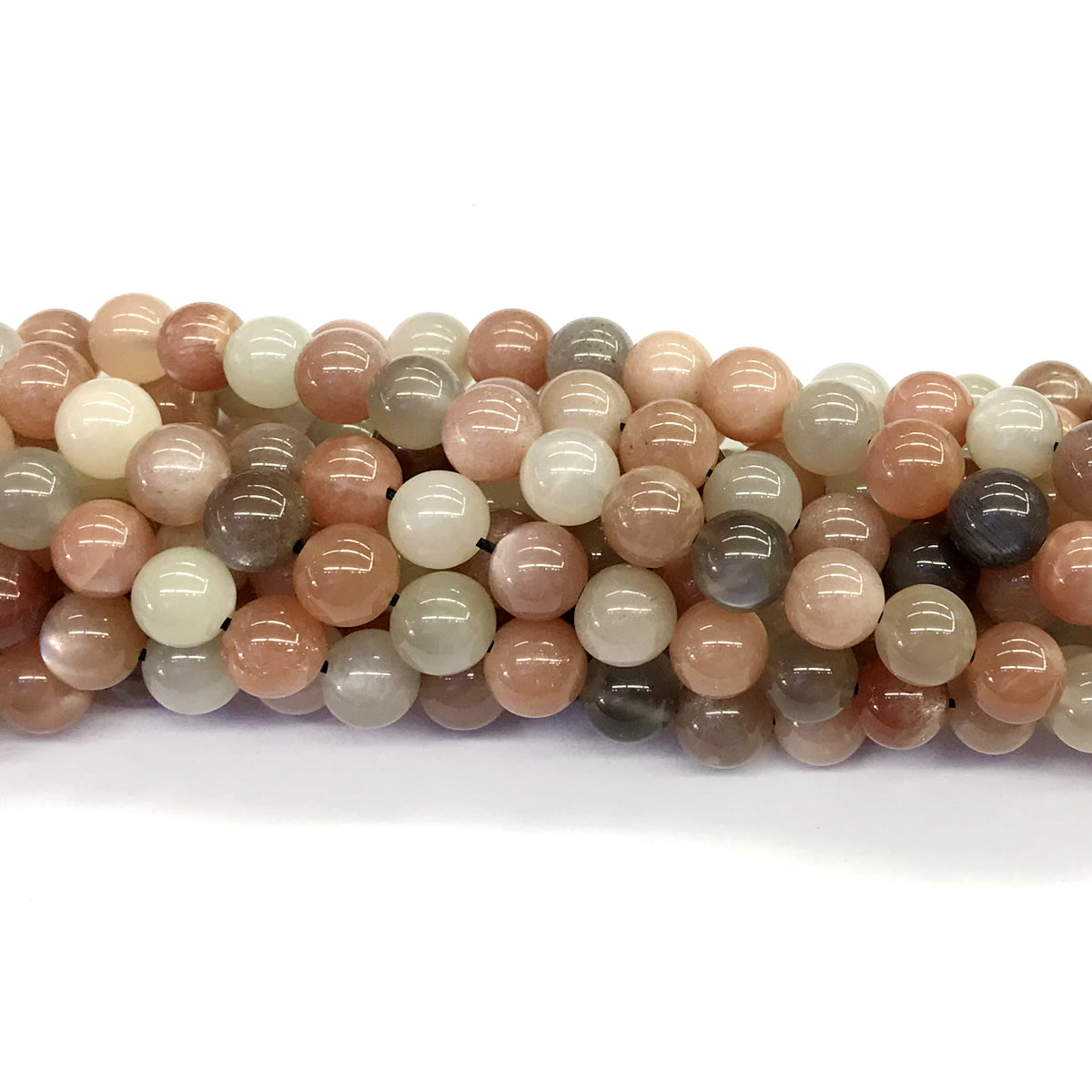 CMS24 Rainbow Moonstone Beads Smooth Round 8mm 15.5" Strand