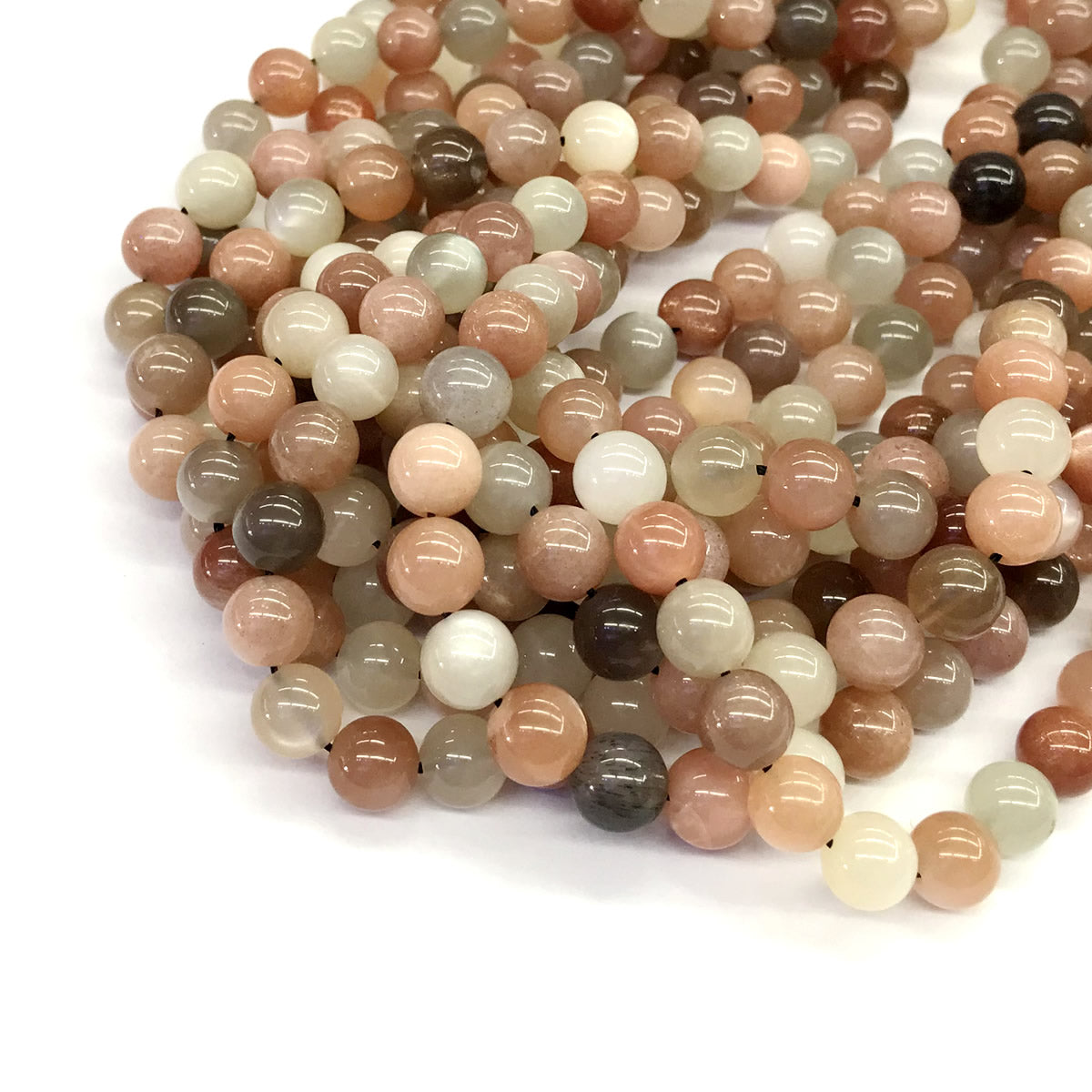 CMS24 Rainbow Moonstone Beads Smooth Round 8mm 15.5" Strand