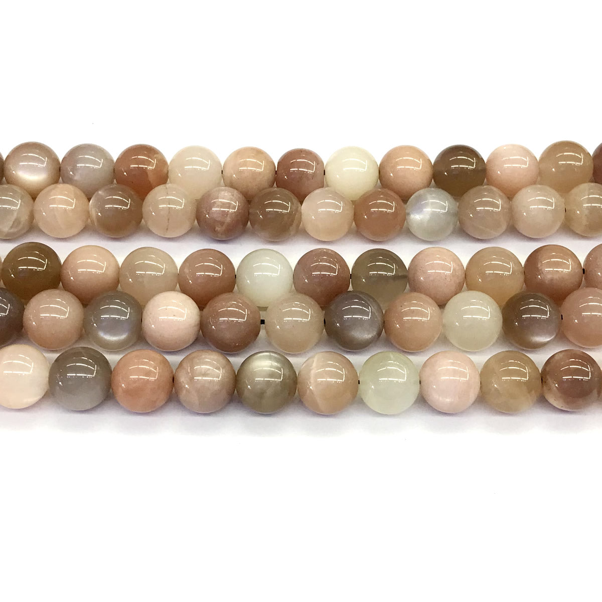 CMS25 Rainbow Moonstone Beads Smooth Round 10mm 15.5" Strand