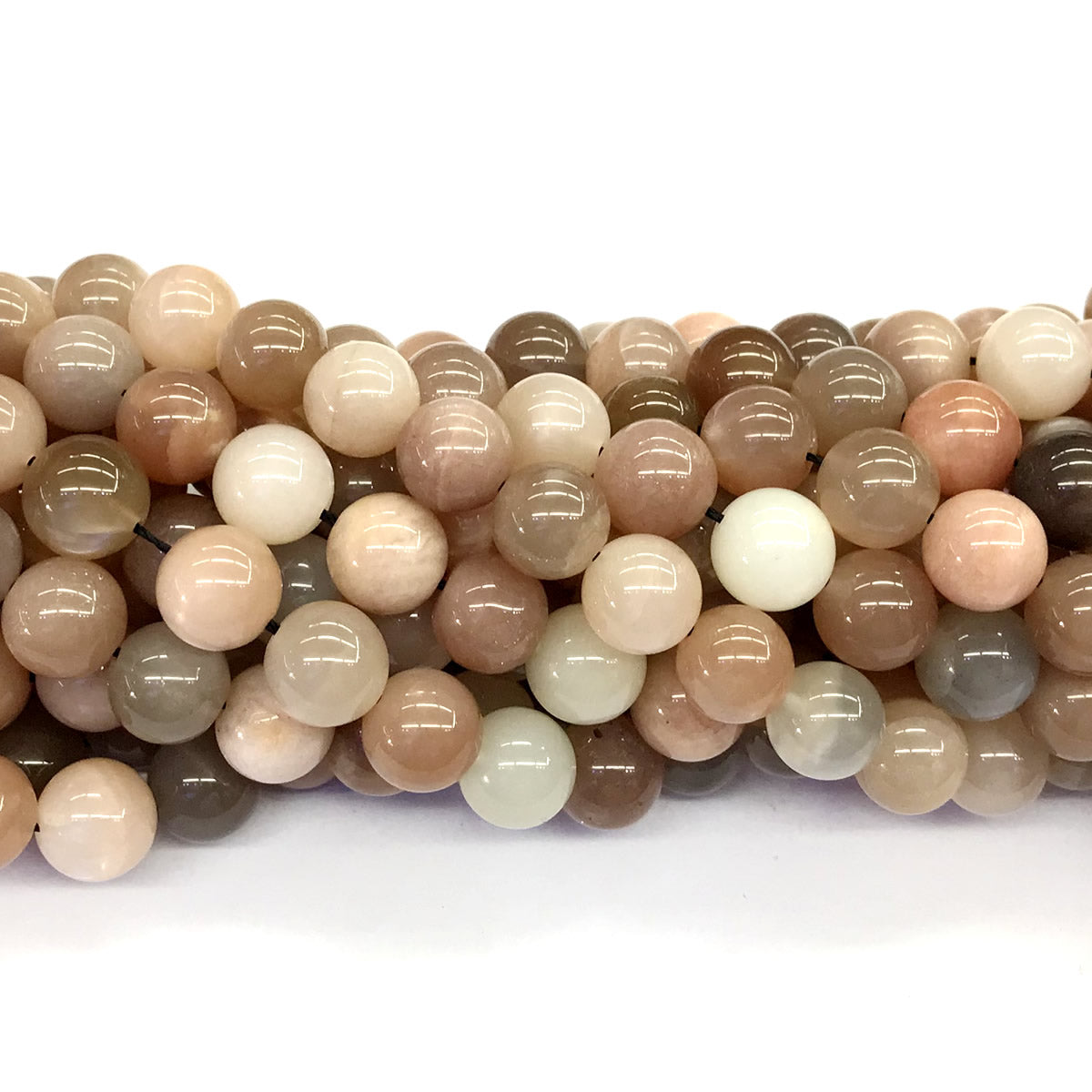 CMS25 Rainbow Moonstone Beads Smooth Round 10mm 15.5" Strand