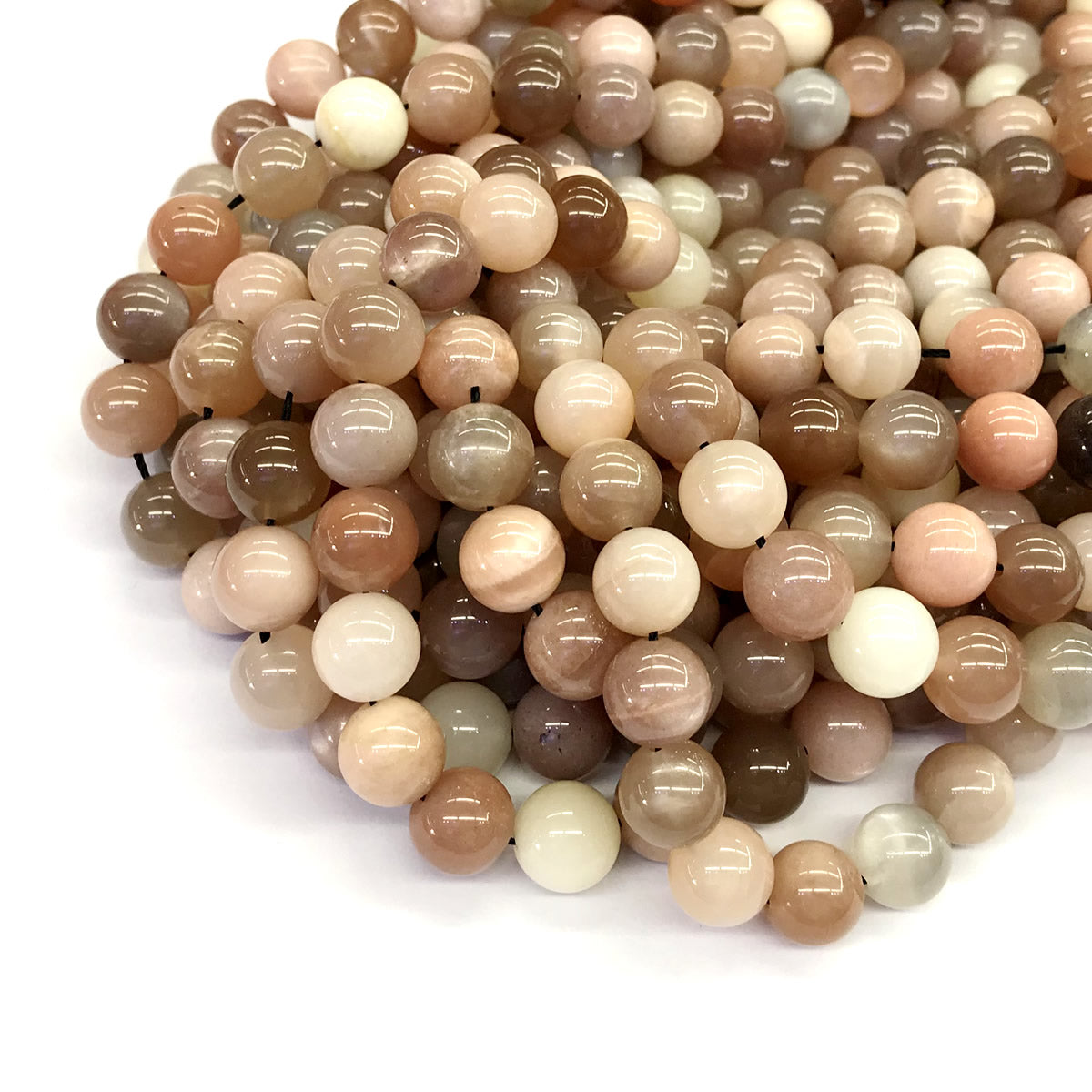 CMS25 Rainbow Moonstone Beads Smooth Round 10mm 15.5" Strand