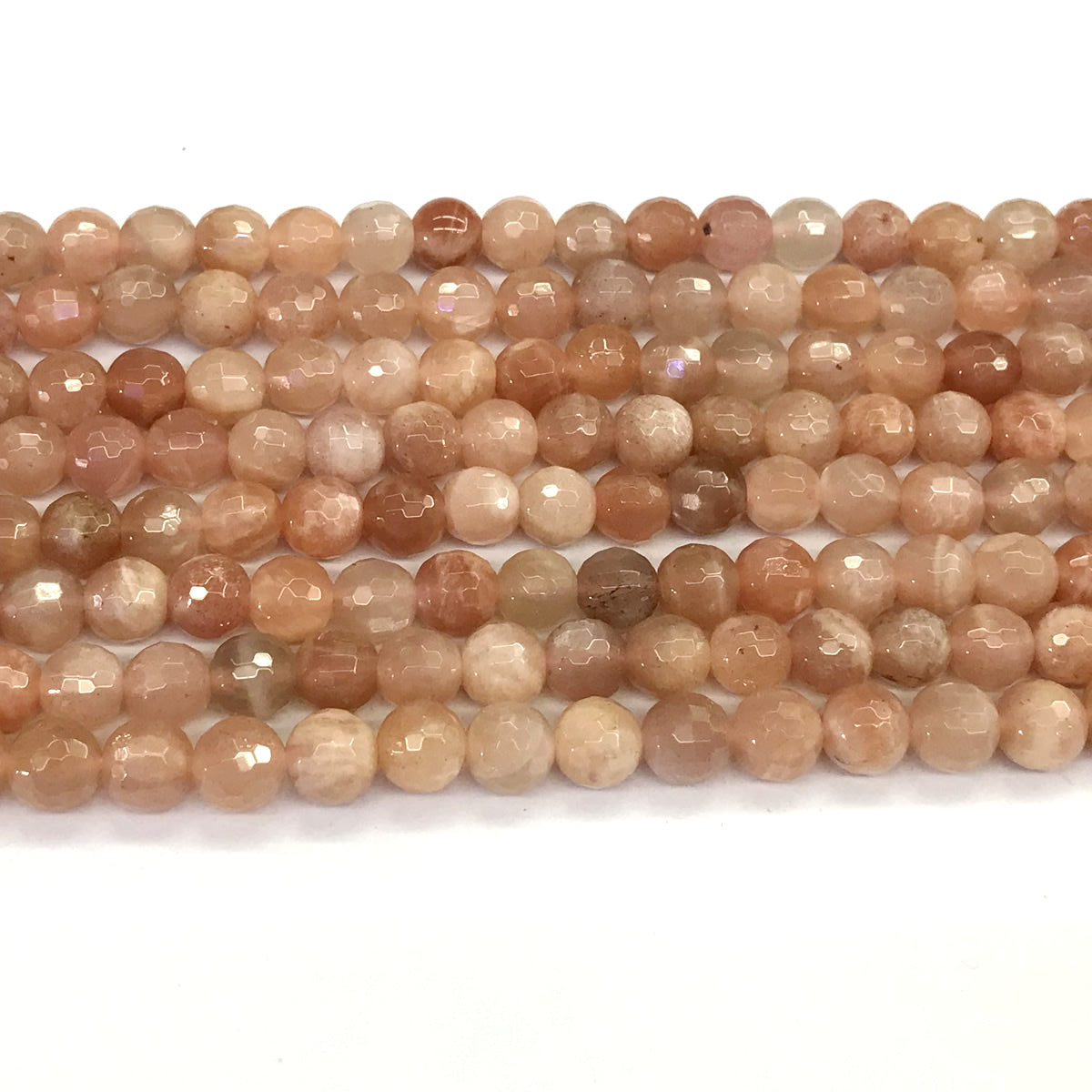 CMS30 Moonstone Gemstone Beads Faceted Round 6mm 15.5" Strand