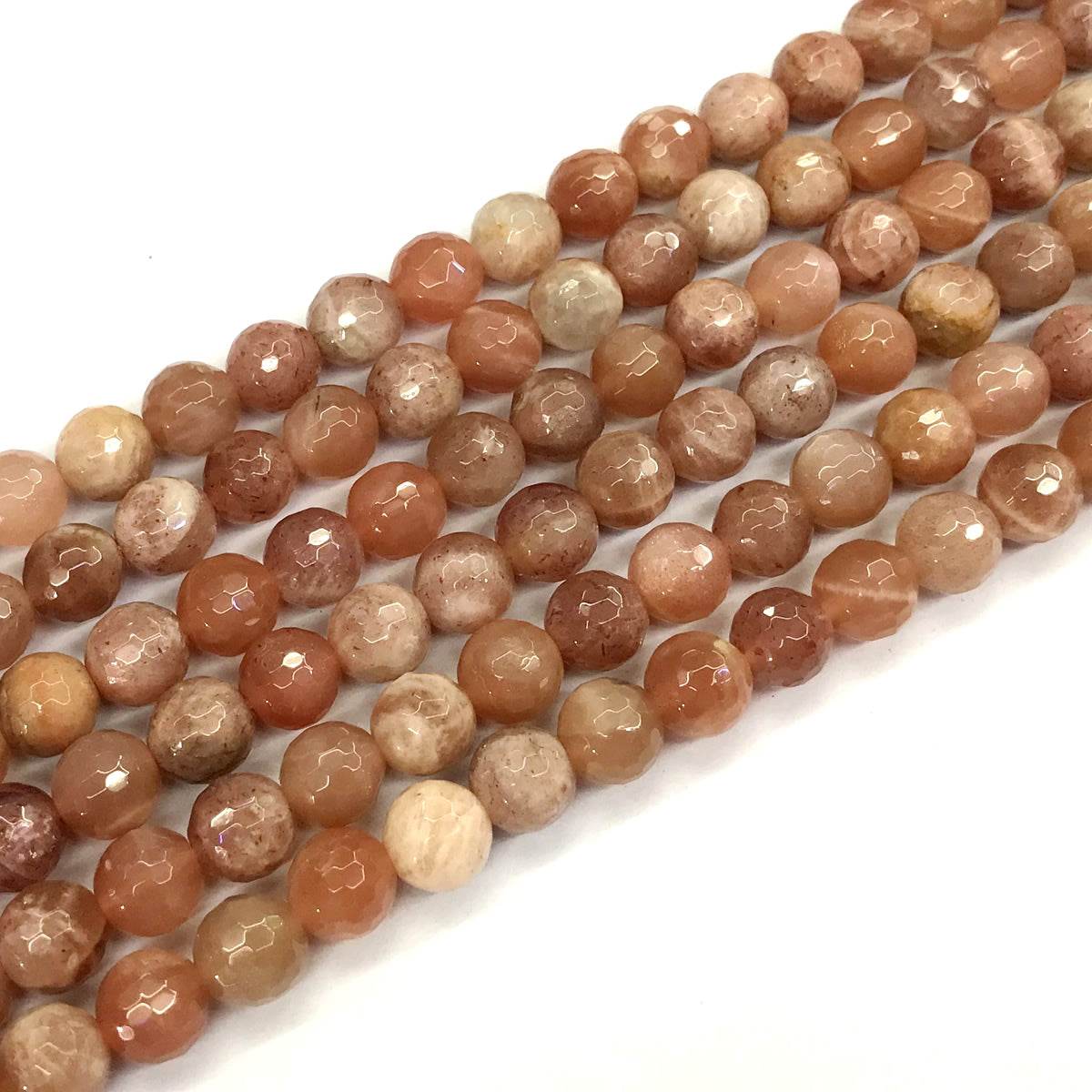 CMS31 Moonstone Gemstone Beads Faceted Round 8mm 15.5" Strand