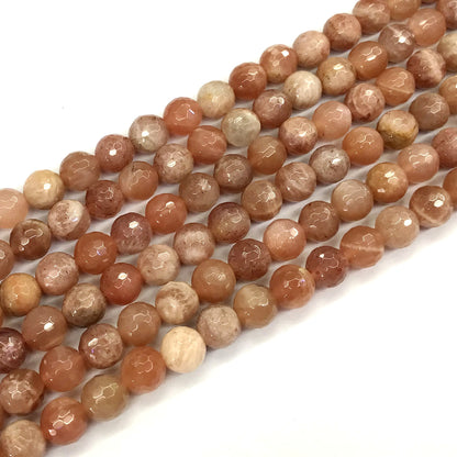 CMS31 Moonstone Gemstone Beads Faceted Round 8mm 15.5" Strand