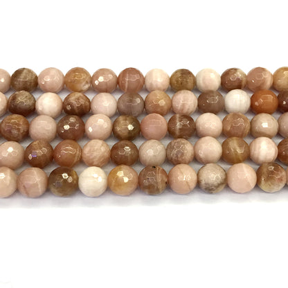 CMS32 Moonstone Gemstone Beads Faceted Round 10mm 15.5" Strand