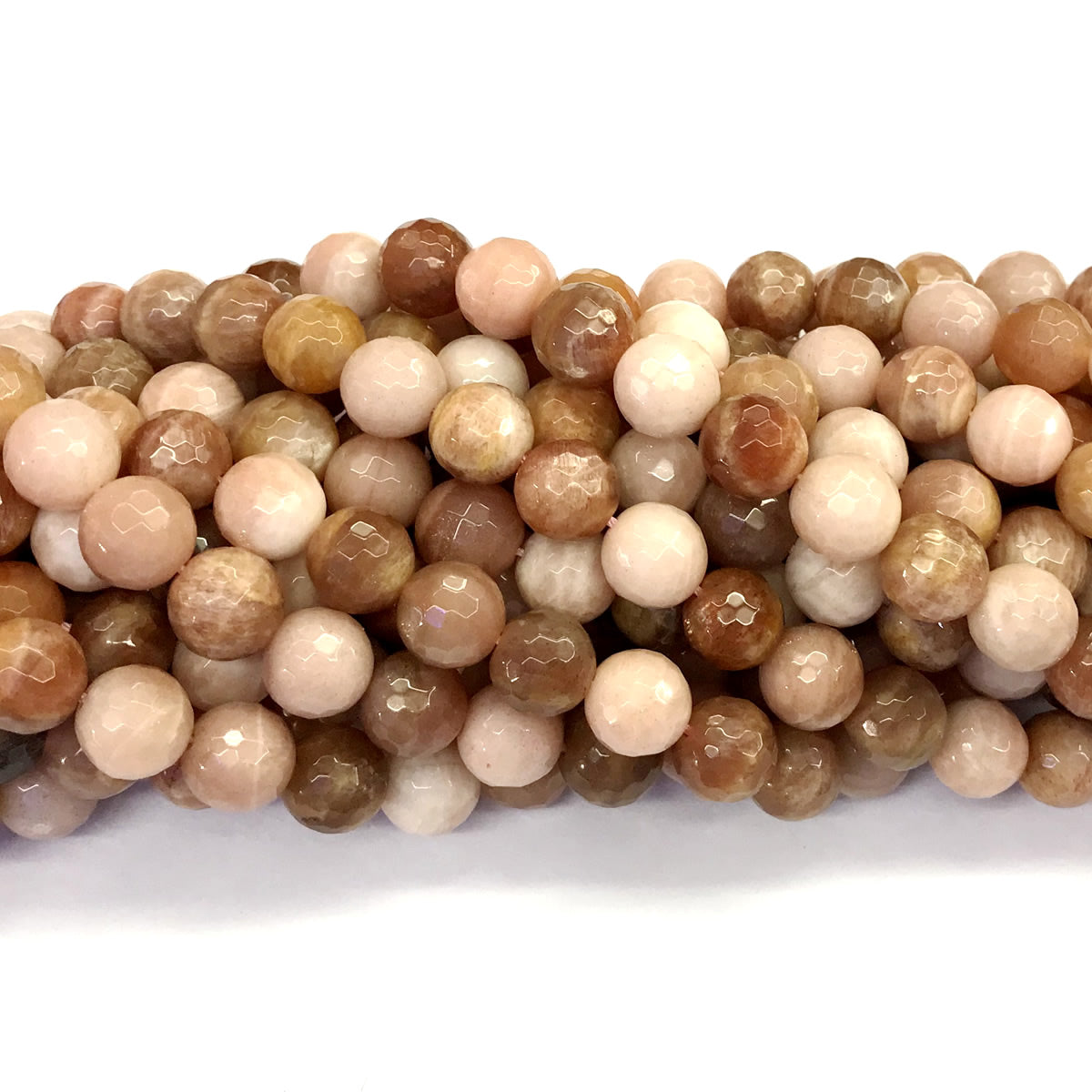 CMS32 Moonstone Gemstone Beads Faceted Round 10mm 15.5" Strand