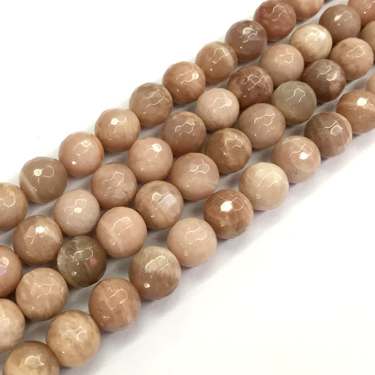 CMS33 Moonstone Gemstone Beads Faceted Round 12mm 15.5" Strand