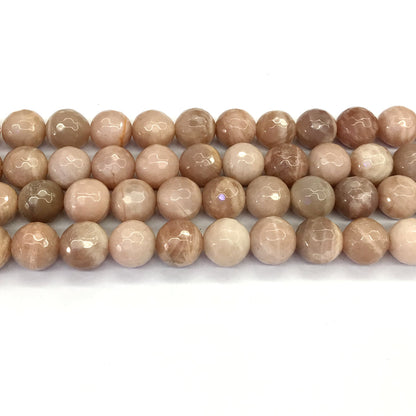 CMS33 Moonstone Gemstone Beads Faceted Round 12mm 15.5" Strand