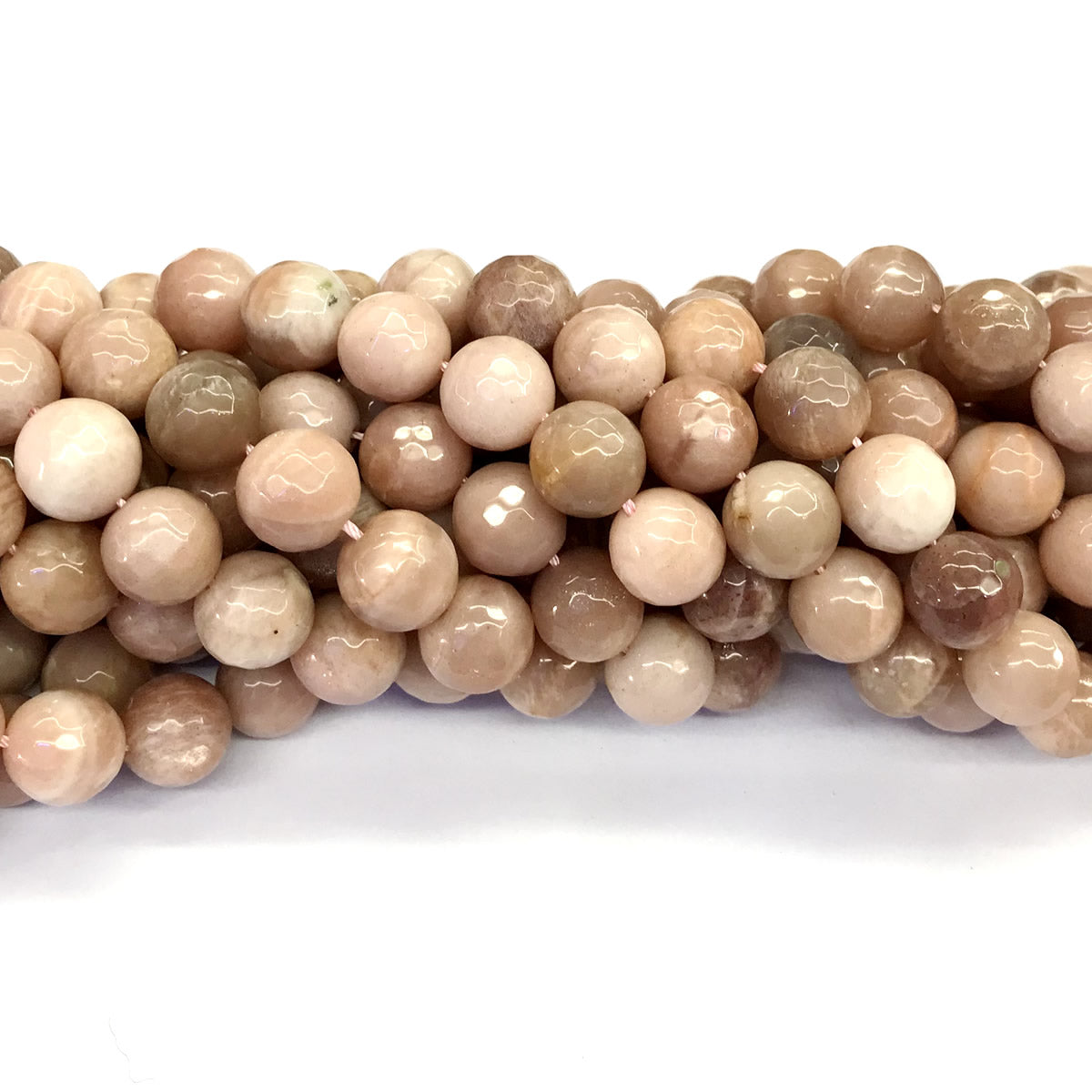 CMS33 Moonstone Gemstone Beads Faceted Round 12mm 15.5" Strand