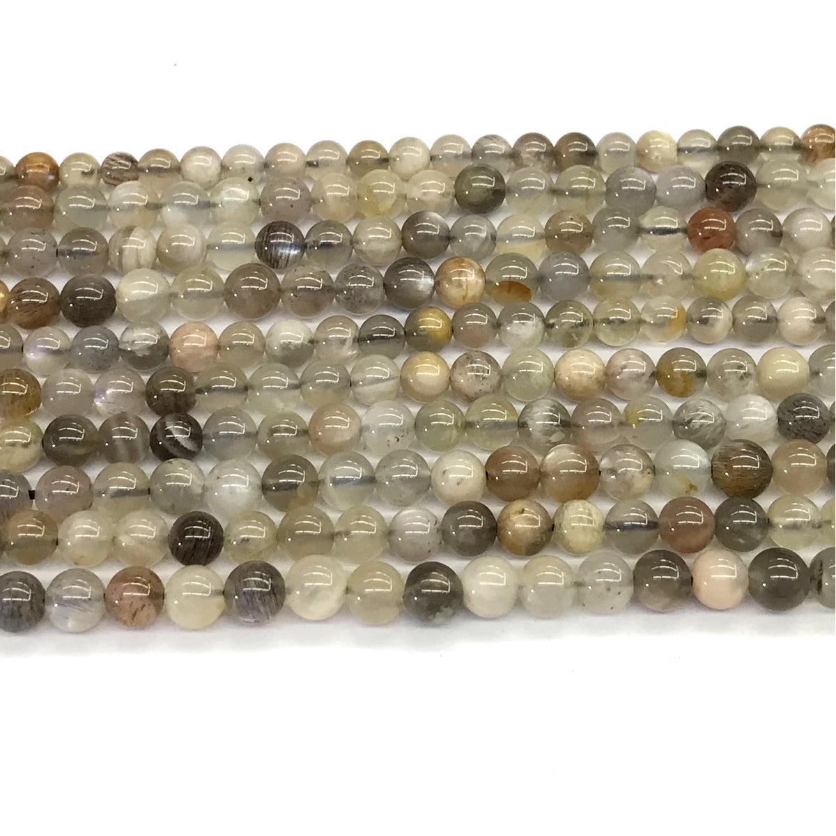 CMS36 Grey Moonstone Beads Smooth Round 4mm 15.5" Strand