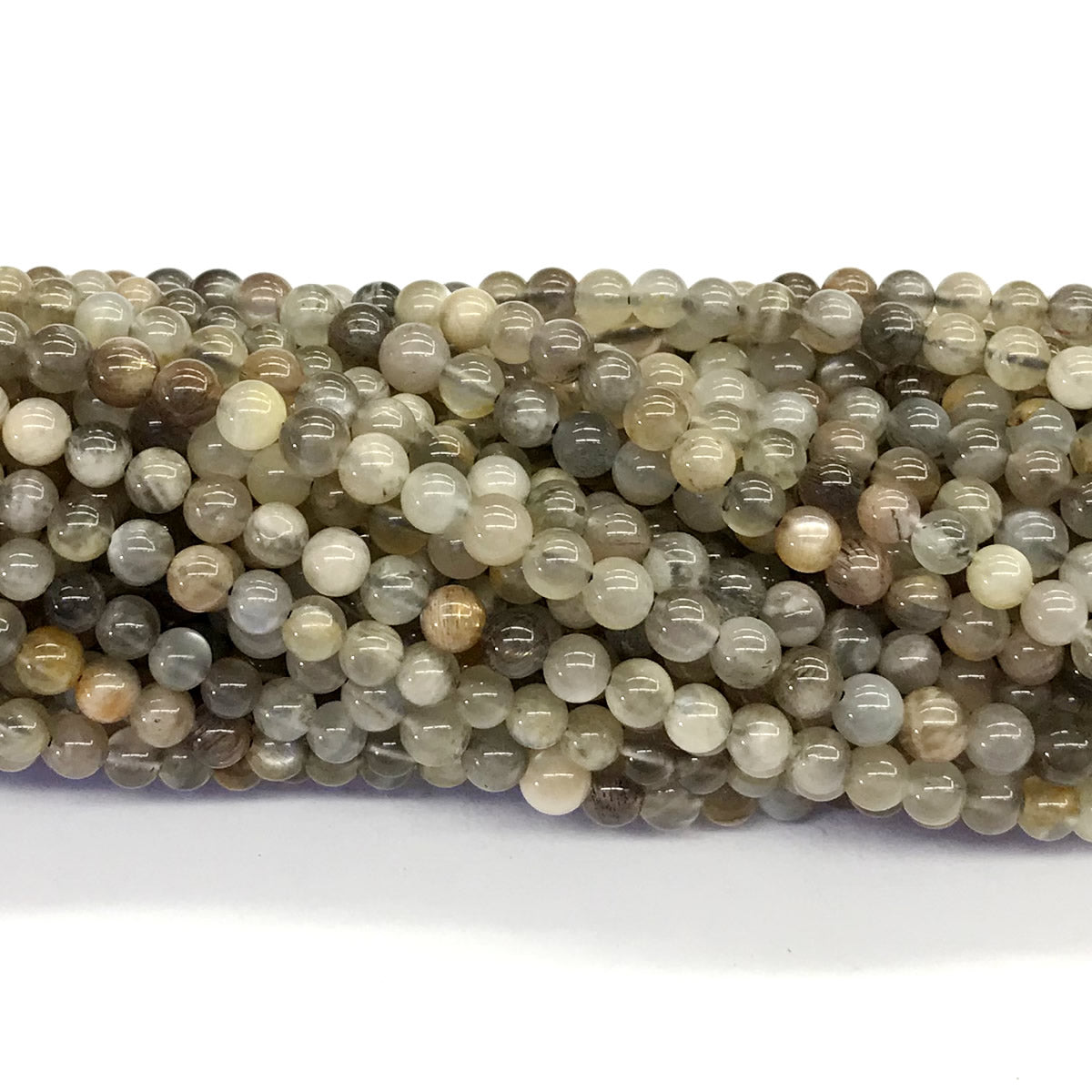 CMS36 Grey Moonstone Beads Smooth Round 4mm 15.5" Strand