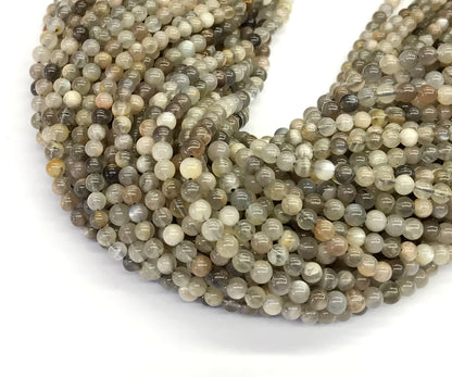 CMS36 Grey Moonstone Beads Smooth Round 4mm 15.5" Strand